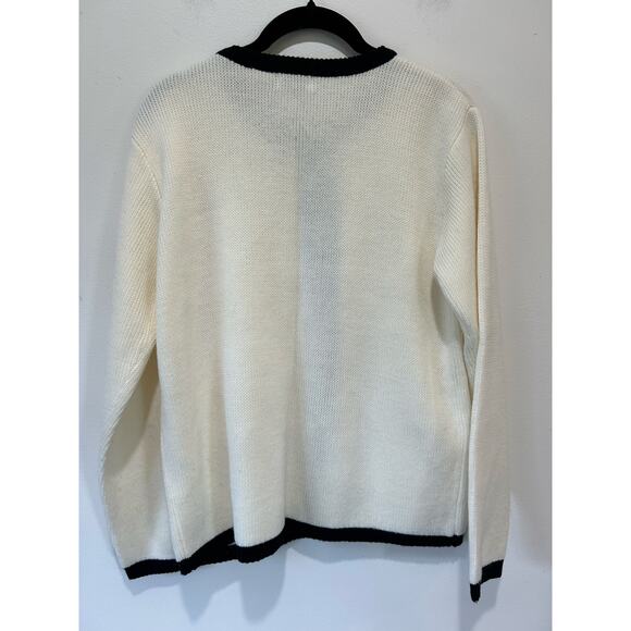 Classic Elements vintage cardigan size S white black trim gold buttons capsule - Picture 5 of 8